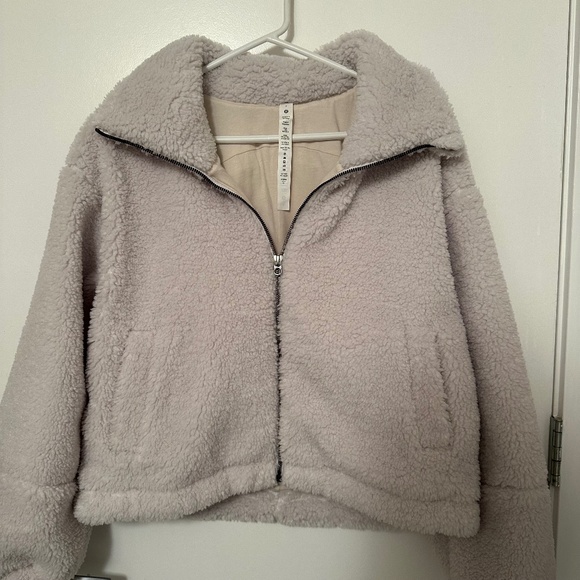 Lululemon Cinchable Fleece Zip-Up in White Opal - Picture 4 of 7